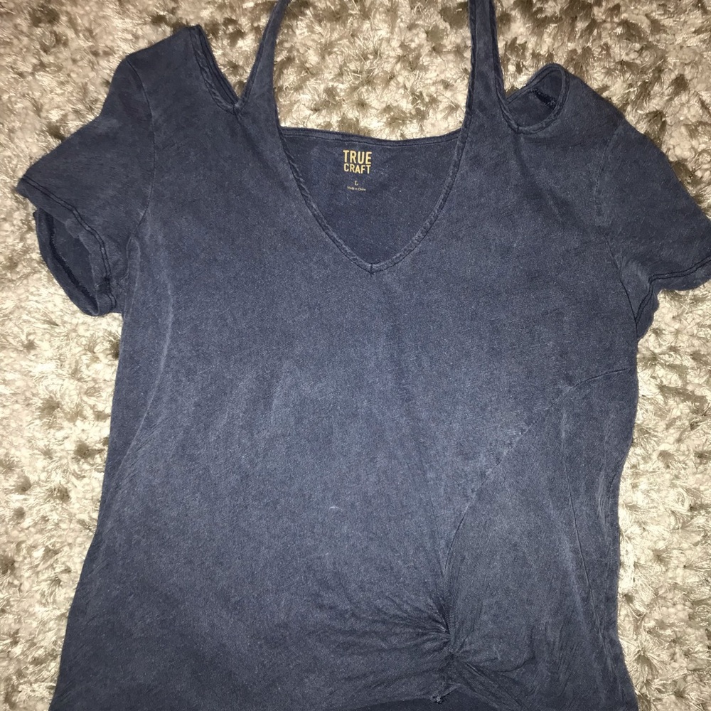 BLUE HALTER BLOUSE